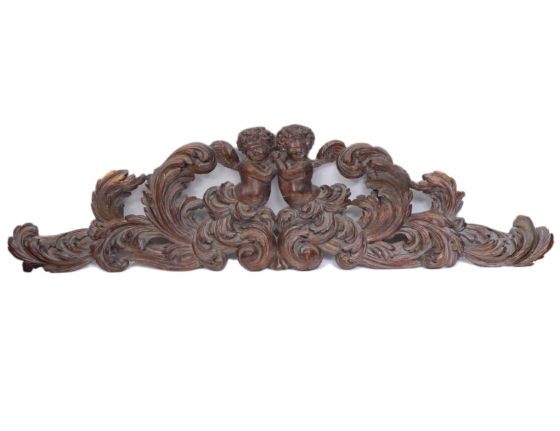 PUTTI & LEAF CARVED WALNUT ARCHITECTURAL ELEMENT (1 of 5)