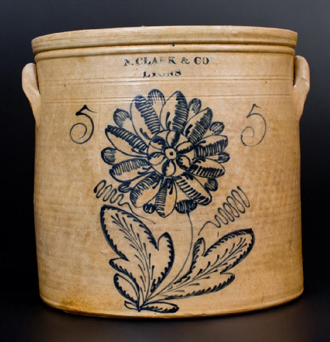 N. CLARK & CO. / LYONS Stoneware Crock w/ Large (1 of 1)