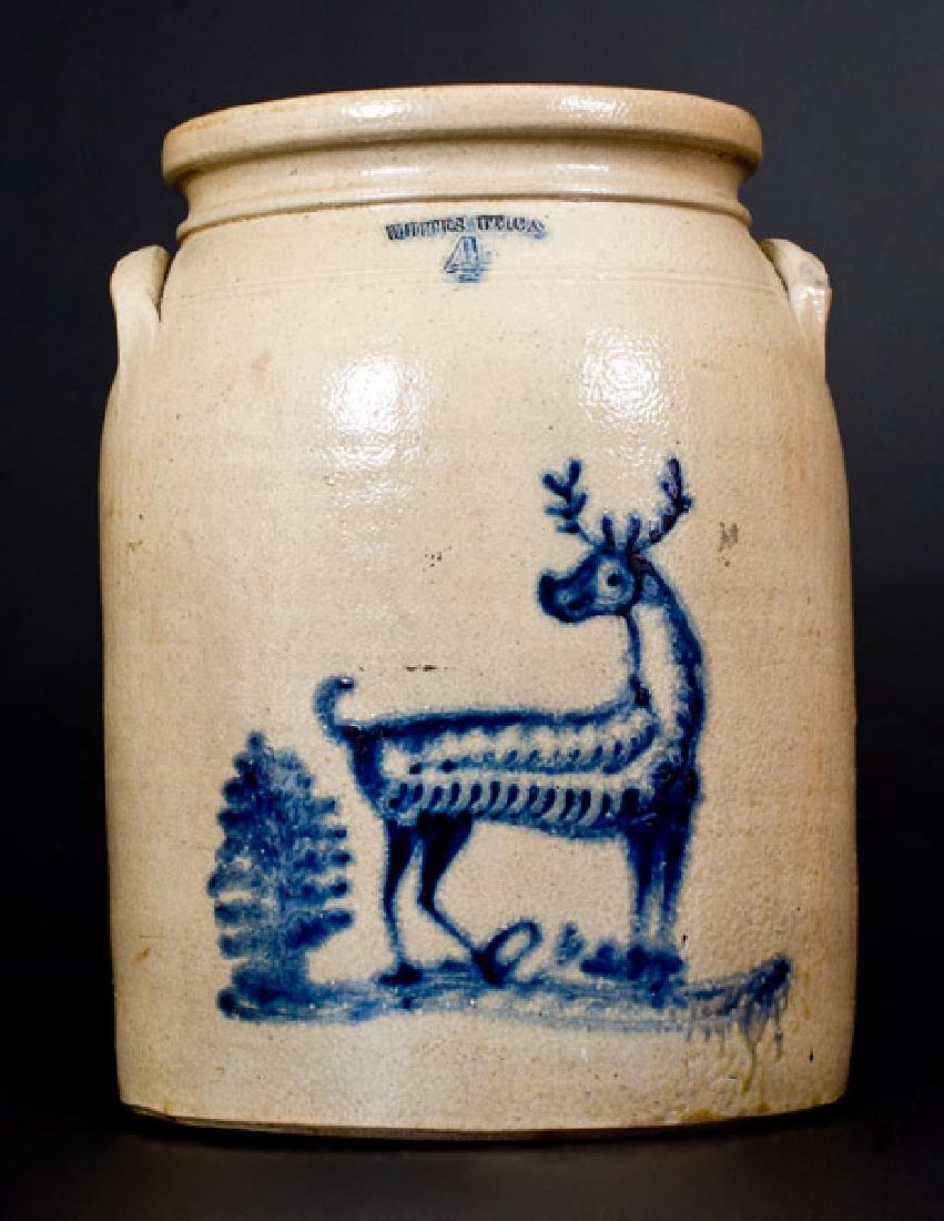Rare WHITES UTICA, NY Stoneware Jar with Deer and Tree (1 of 1)