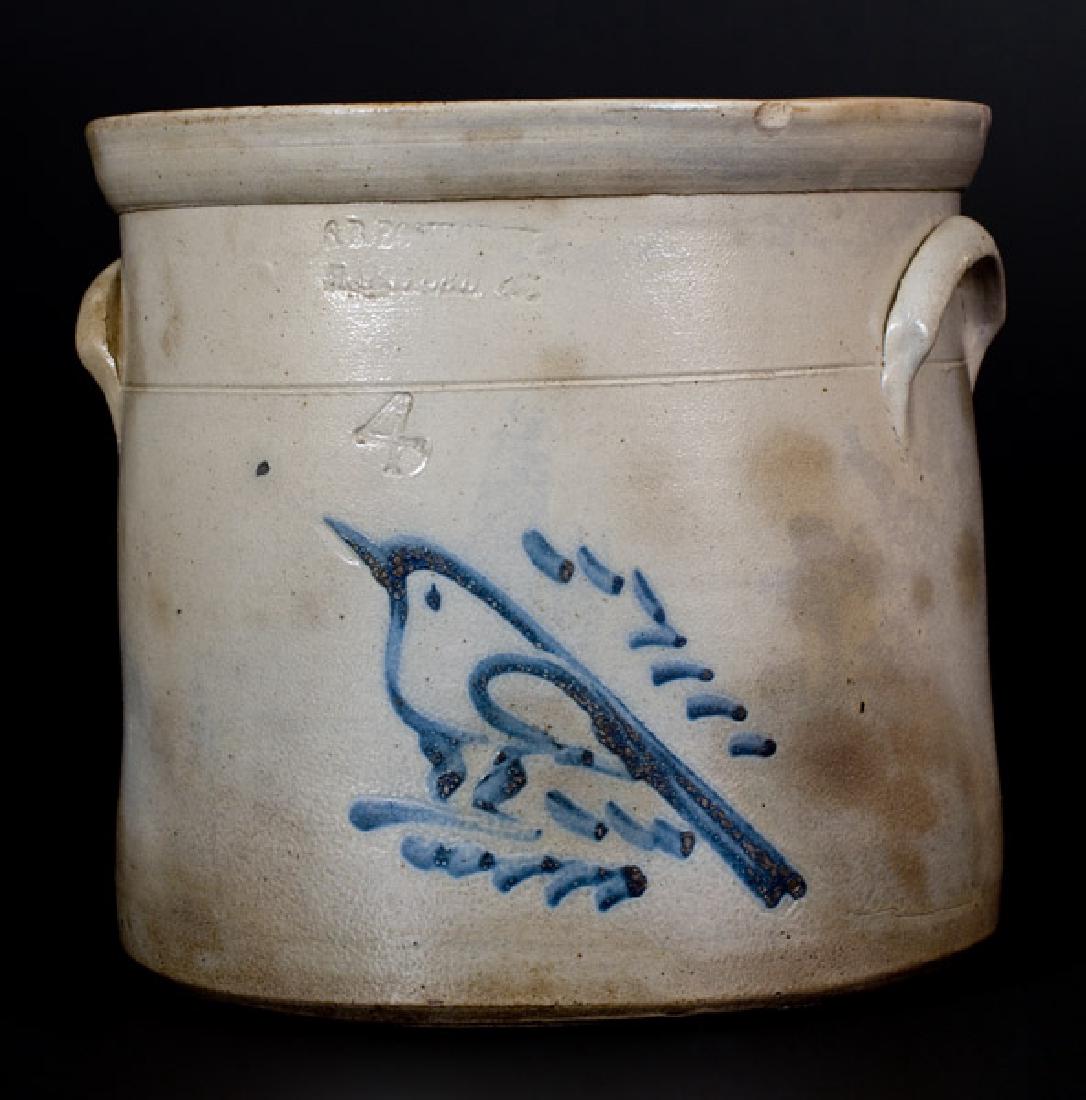 S. B. BOSWORTH / HARTFORD, CT. Stoneware Crock w/ Bird (1 of 1)