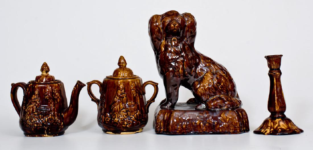 Lot of Four: Assorted American Rockingham Ware (1 of 2)