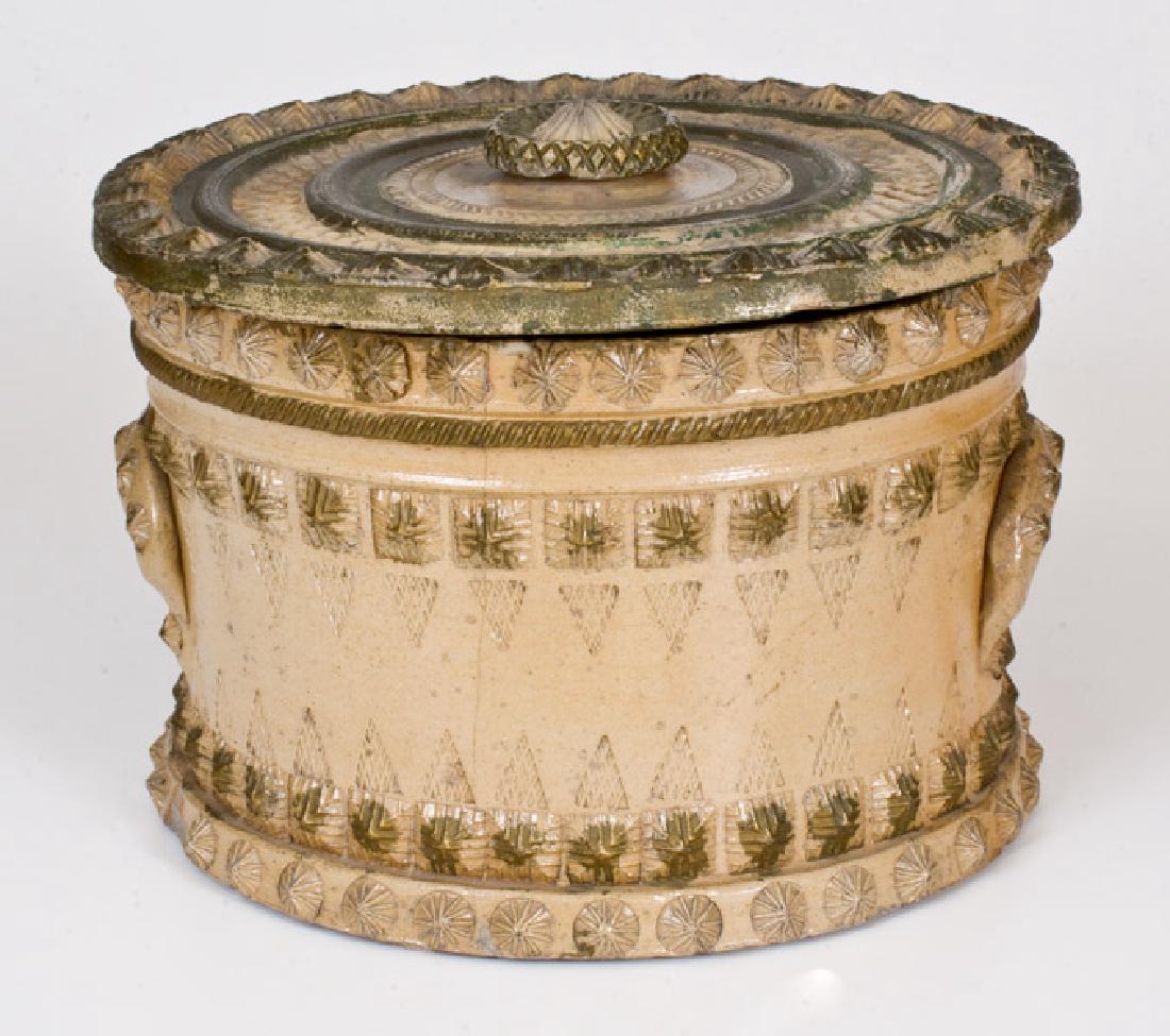 Rare Ohio Butter Crock w/ Impressed and Applied (1 of 5)