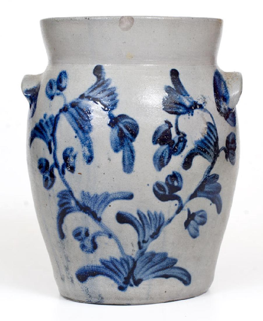 1 1/2 Gal. Stoneware Jar with Floral Decoration, (1 of 2)