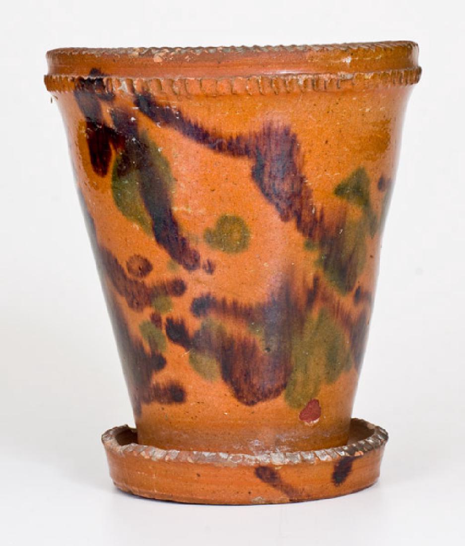 Shenandoah Valley Multi-Glazed Redware Flowerpot with (1 of 3)