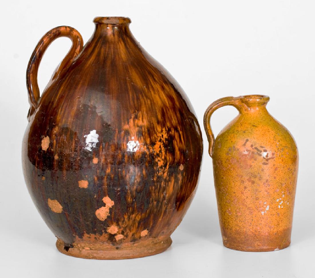Lot of Two: New England Glazed Redware Jugs (1 of 4)