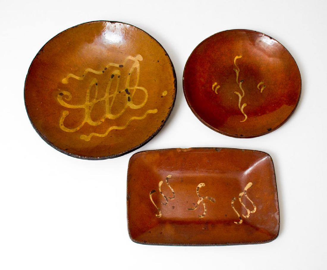 Three Slip-Decorated Redware Table Articles, NY or CT (1 of 1)