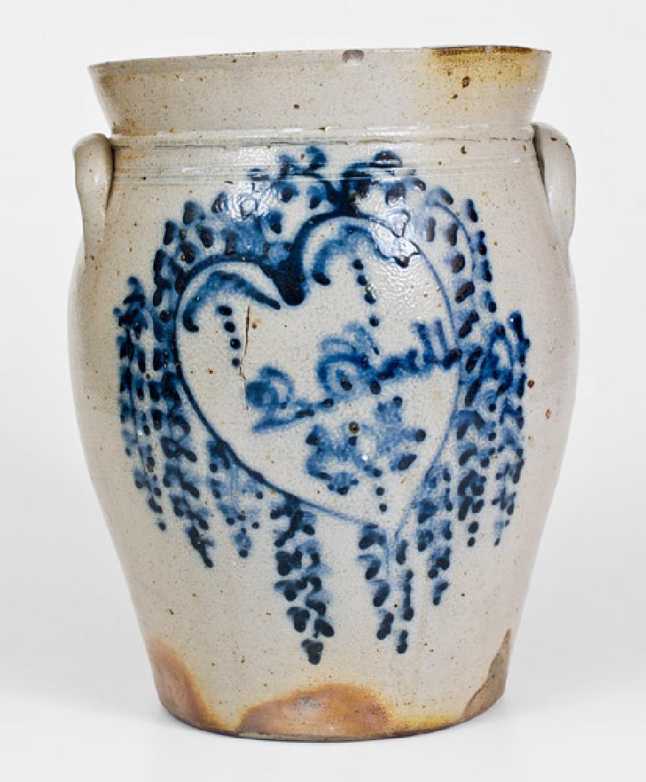 2 Gal. Stoneware Jar with Fine Heart Decoration, (1 of 2)