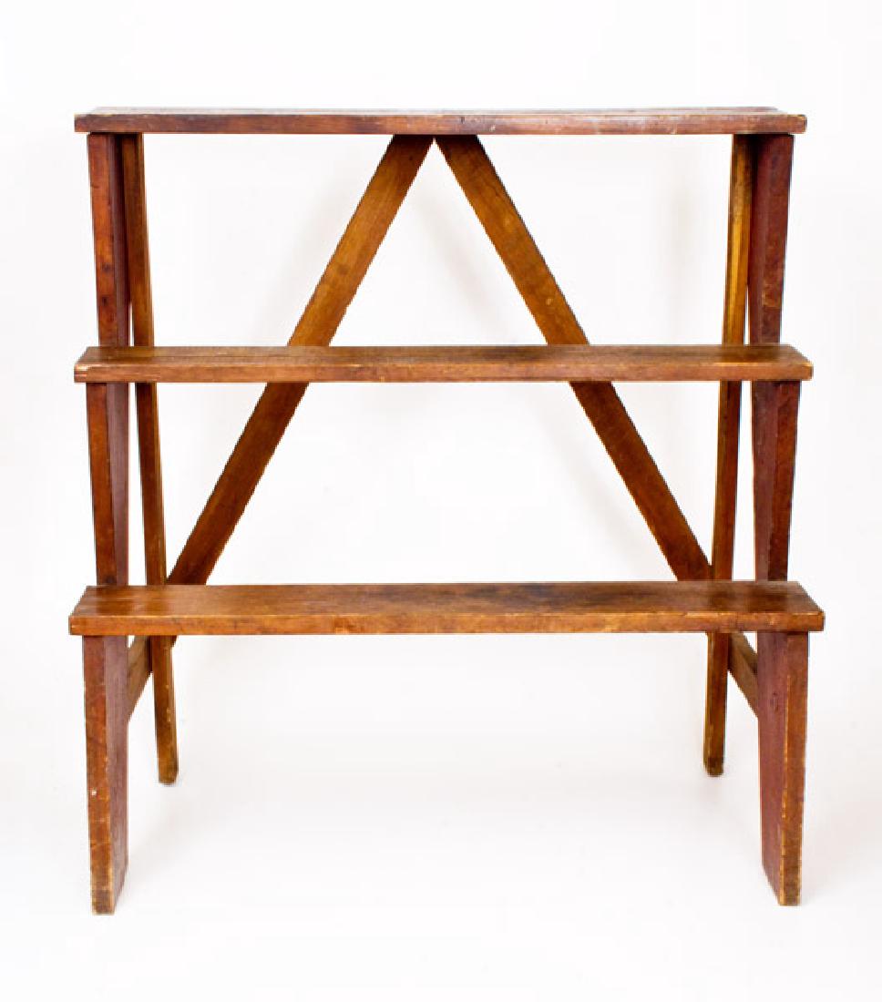 Antique Red Painted Pine Steps / Bucket Bench (1 of 3)