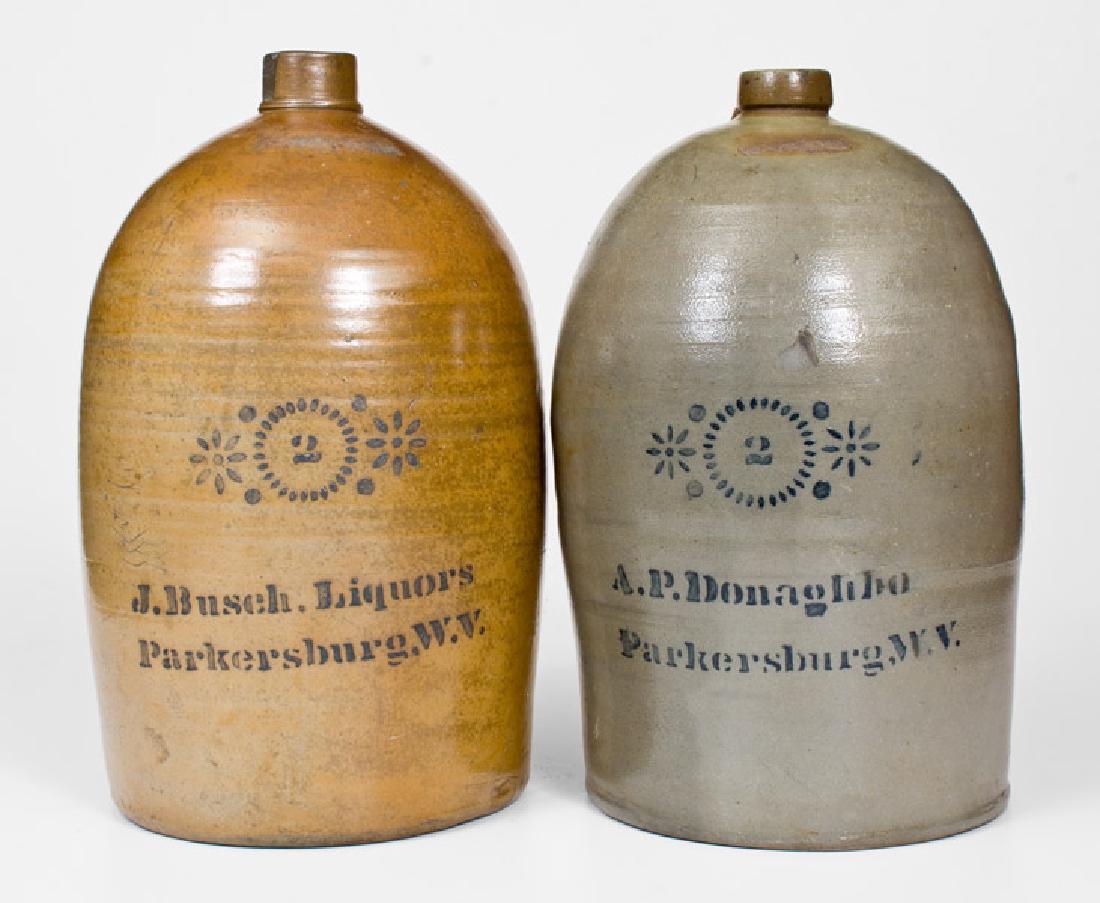 Two Two-Gallon Parkersburg, WV Stoneware Jugs, circa (1 of 1)