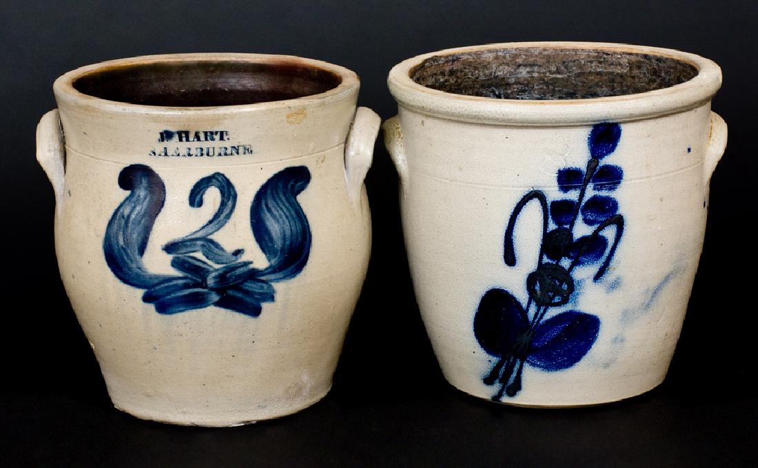 Lot of Two: NY State Stoneware Jars, One J. HART / (1 of 1)