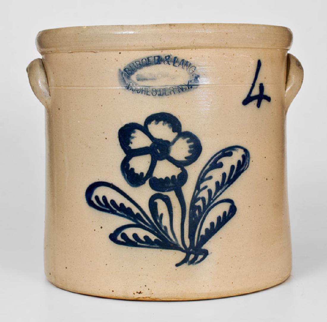 4 Gal. BURGER & LANG / ROCHESTER, NY Stoneware Crock w/ (1 of 1)
