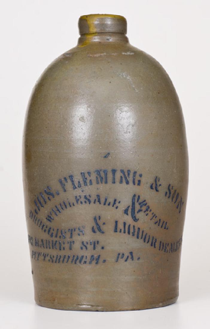 1/2 Gal. Stoneware Jug with Stenciled Pittsburgh, PA (1 of 3)