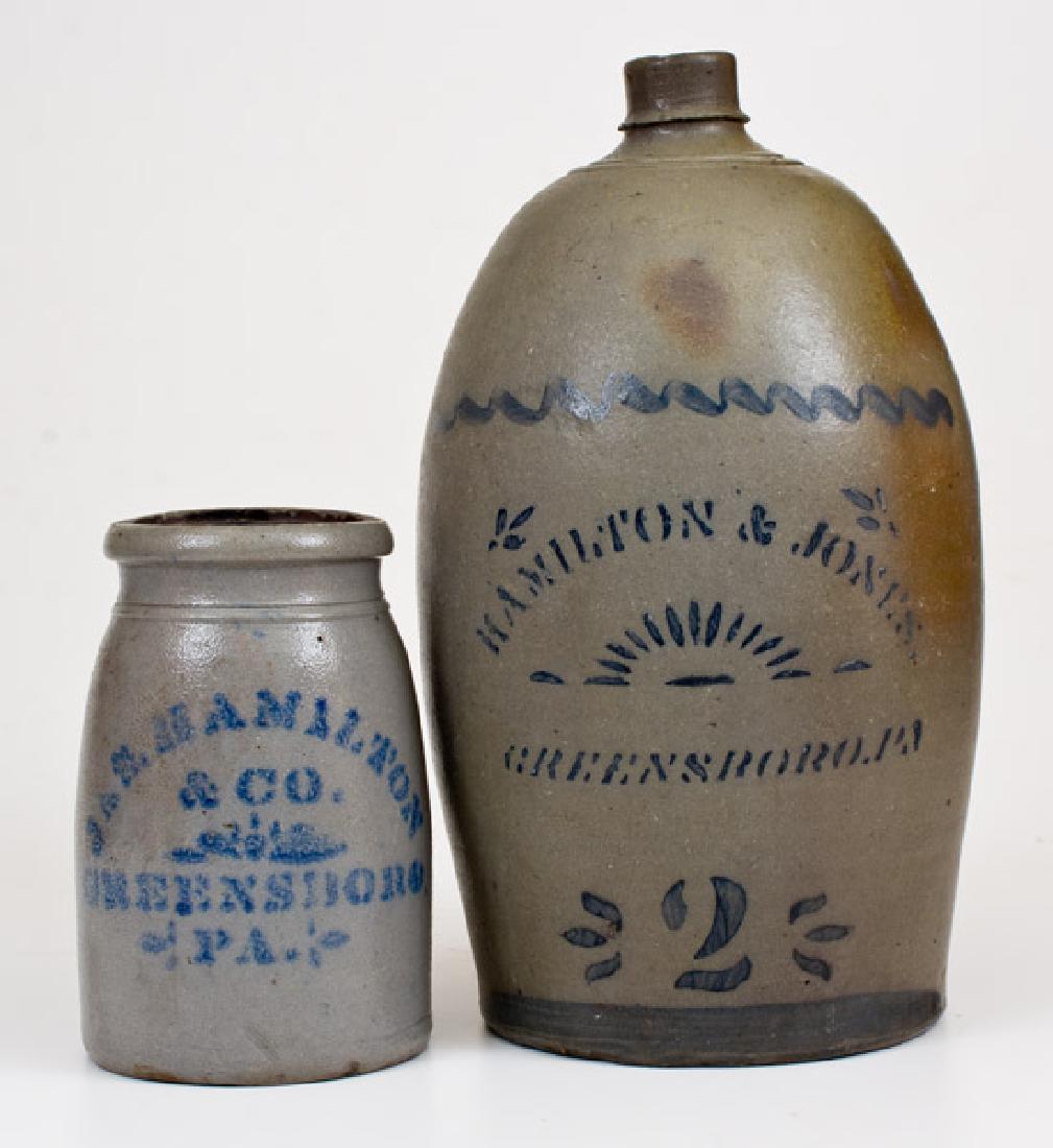 Lot of Two: HAMILTON & JONES / GREENSBORO, PA Jug, JAS. (1 of 1)
