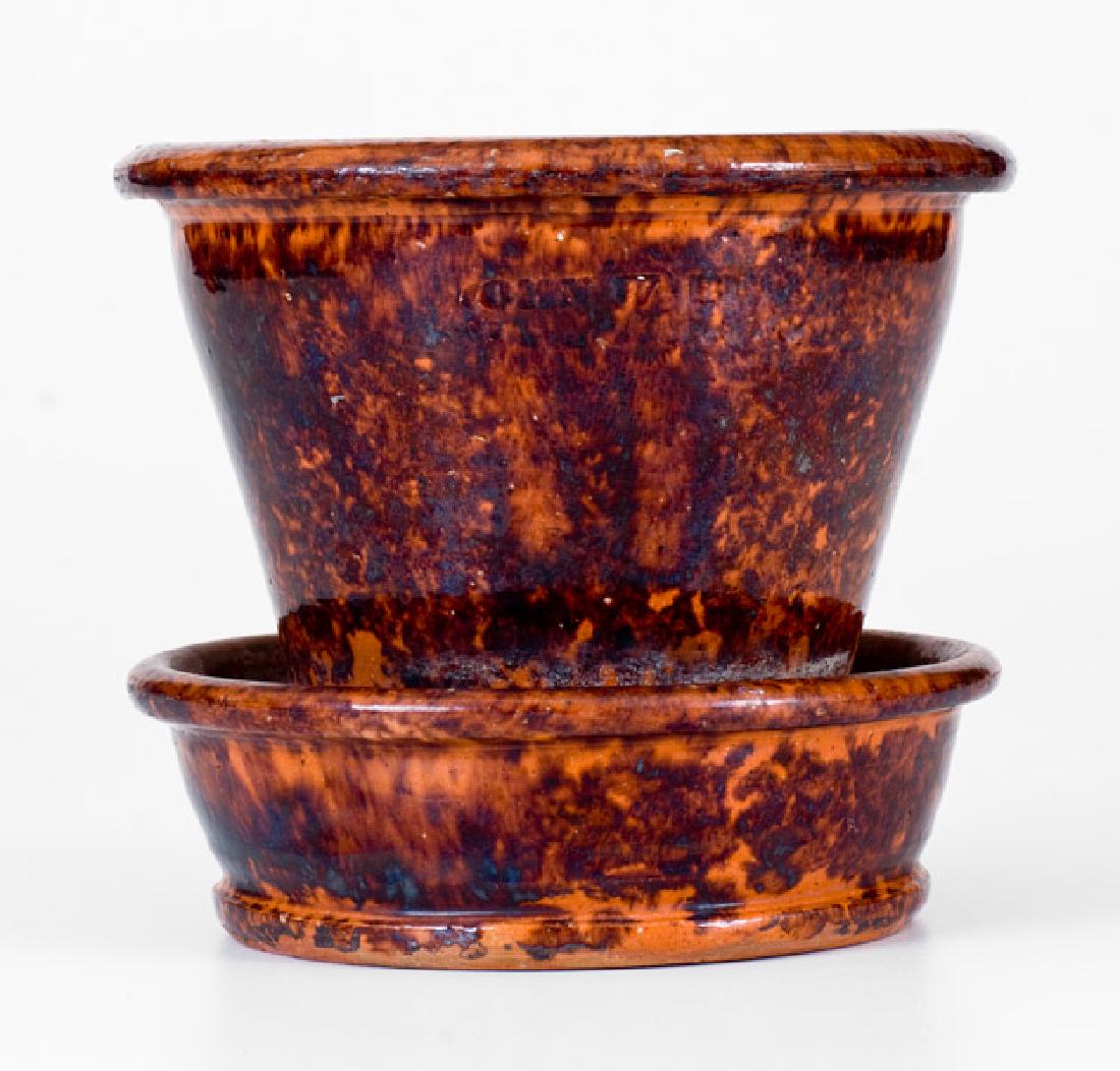 JOHN W. BELL / WAYNESBORO, PA Redware Flowerpot w/ (1 of 4)