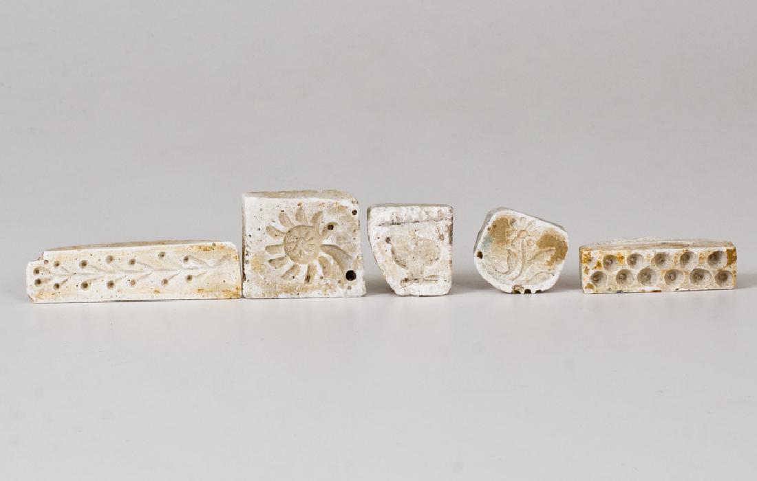 Rare Group of Nine Plaster Redware Sprig Molds, Singer (1 of 3)