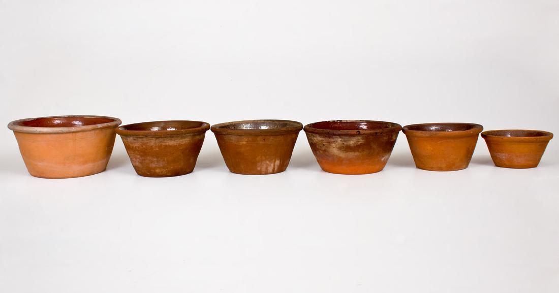Lot of Six: Redware Bowls, Singer Pottery, Haycock (1 of 2)