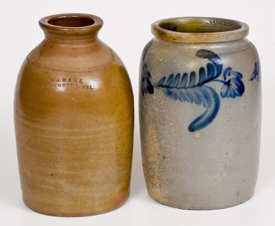 Lot of Two: 1 Gal. Stoneware Jars: WM. HARE / (1 of 2)