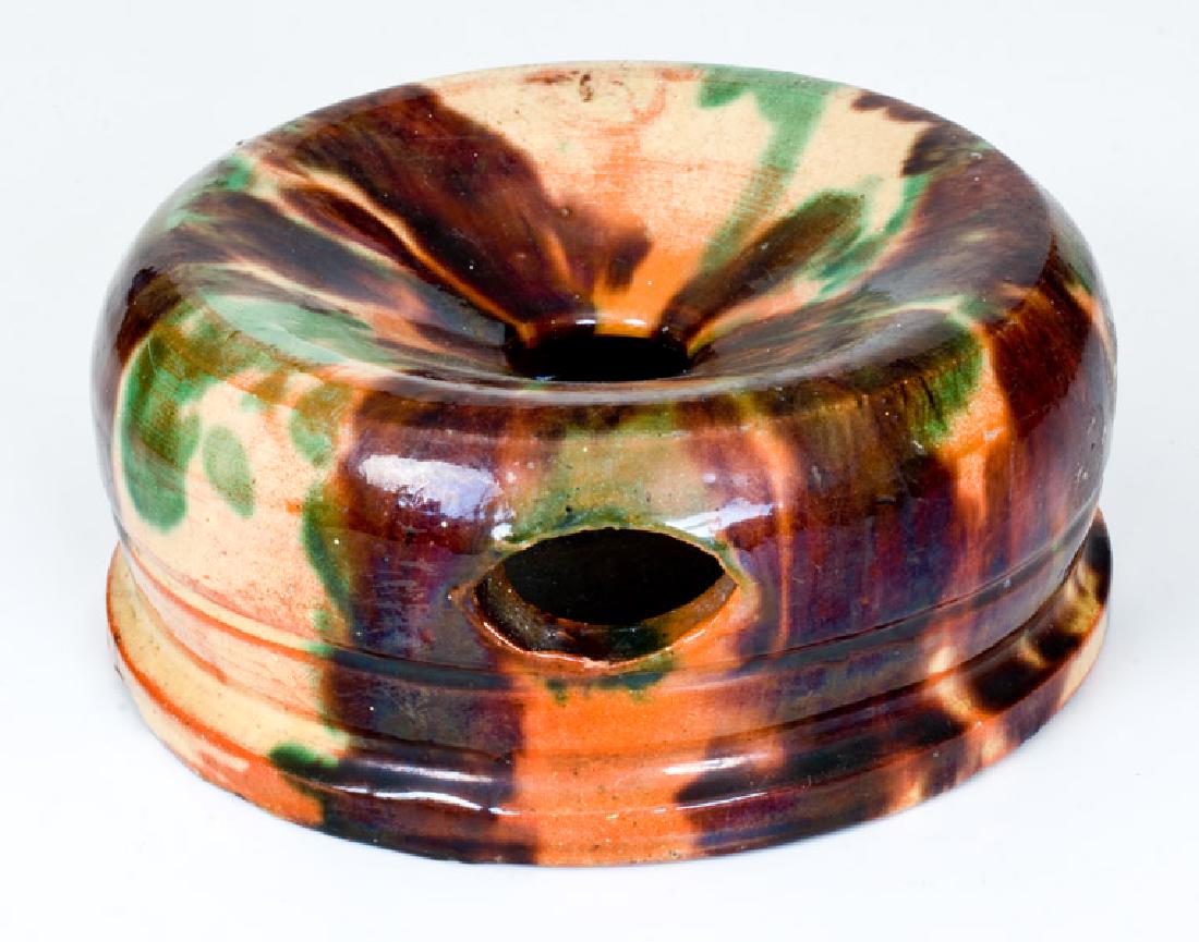 Shenandoah Valley Multi-Glazed Redware Spittoon, (1 of 4)