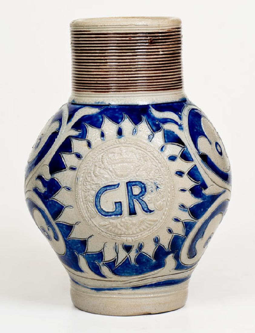Westerwald Stoneware "GR" Jug w/ Incised Decoration, (1 of 3)