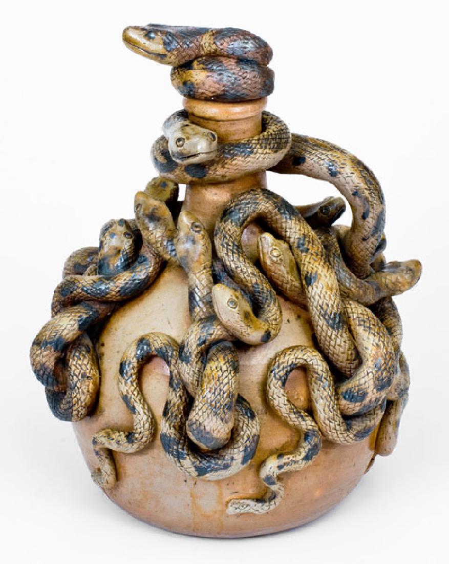 Important and Outstanding Anna Pottery Stoneware Snake