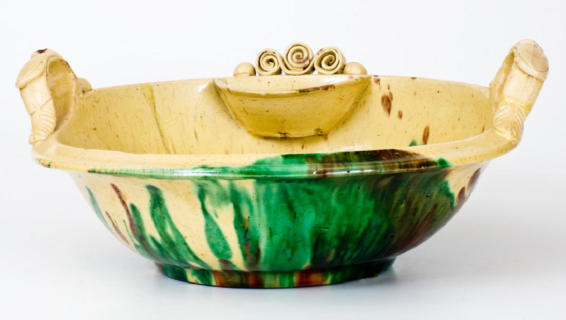 Rare Multi-Glazed Redware Washbowl, Strasburg, VA, (1 of 7)