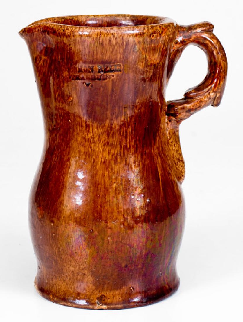Rare SOLOMON BELL / STRASBURG, VA Redware Pitcher with (1 of 5)