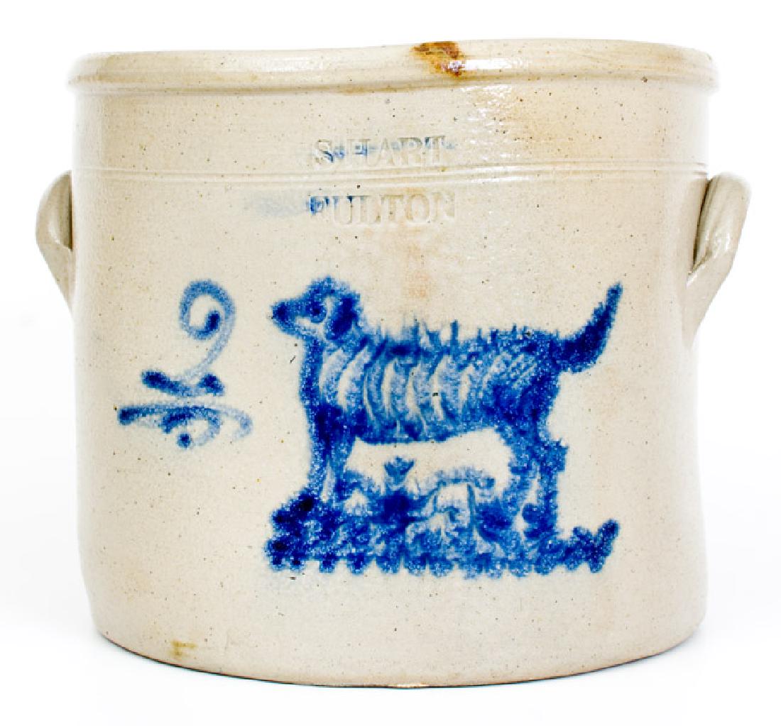 Rare S. HART / FULTON Stoneware Crock with Dog (1 of 1)