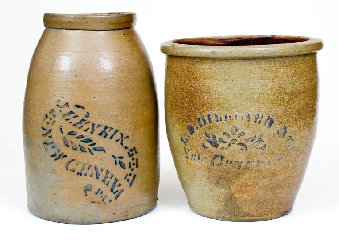 Lot of Two: NEW GENEVA, PA Stoneware Jars Stenciled J. (1 of 1)
