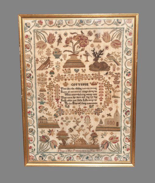 Fine Needlework Sampler, Signed and Dated "Margaret Har