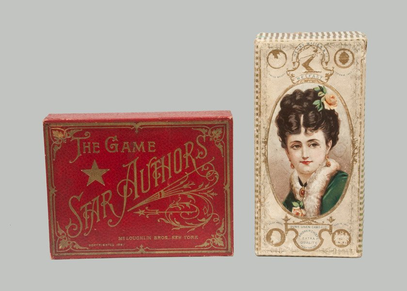 Two Tabletop Games including THE GAME OF STAR AUTHORS, : Two Tabletop Games including THE GAME OF STAR AUTHORS, late 19th century, THE GAME OF STAR AUTHORS card game, McLoughlin Bros., New York, 1887, with depictions of famous authors on each card, includin