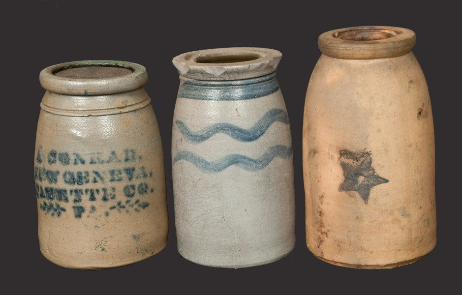 Lot of Three Stoneware Canning Jars