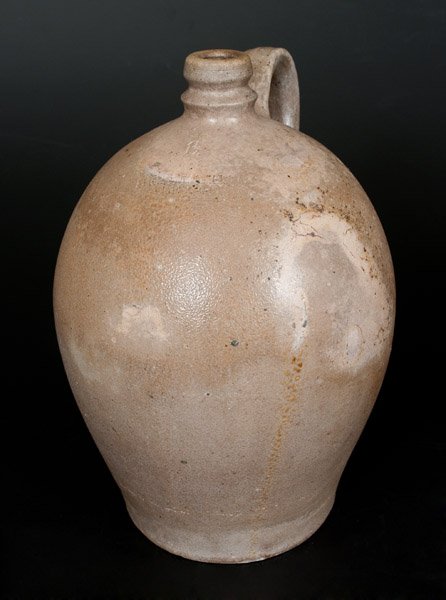H. C. SMITH / ALEXA, Alexandria, VA Stoneware Jug: One-and-a-Half-Gallon Stoneware Jug, Stamped "H.C. SMITH / ALEXA / D.C.," Alexandria, VA origin, circa 1835, ovoid jug with tooled shoulder, stepped spout, and applied strap handle, impressed with an