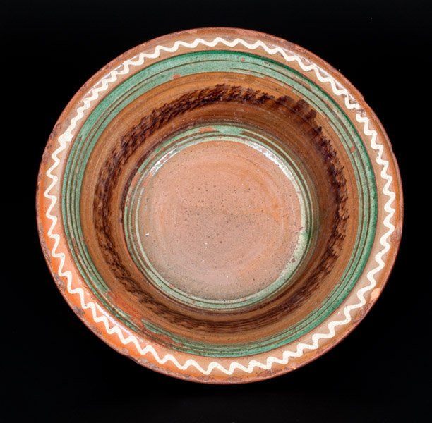 Fine Mid-Atlantic Redware Bowl with Three-Color Slip (1 of 3)