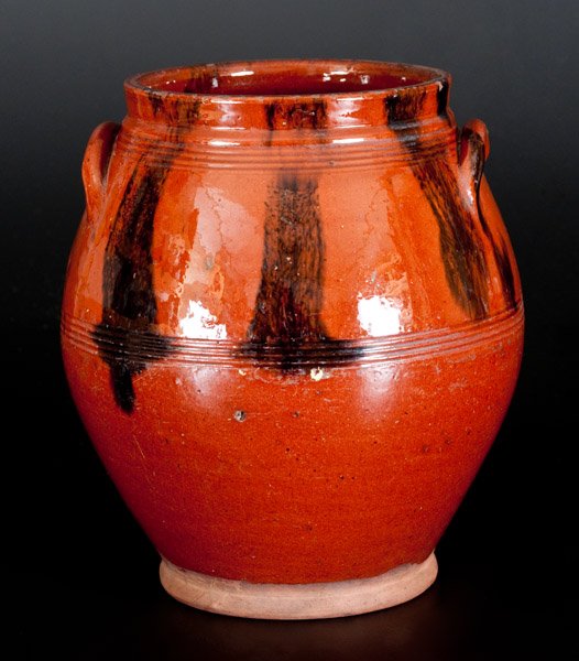 Ovoid New England Redware Jar with Manganese Stripe (1 of 3)