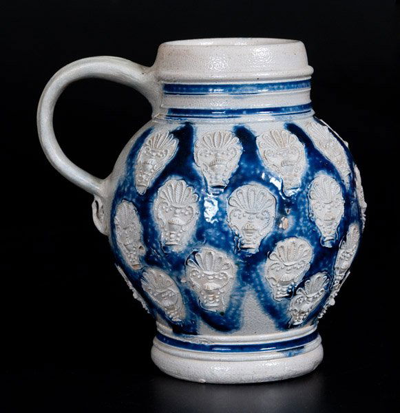 Westerwald Stoneware Mug with Applied Urn Decoration, (1 of 3)
