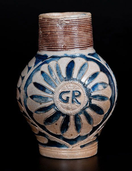 Westerwald Stoneware "GR" Mug with Incised Decoration, (1 of 3)