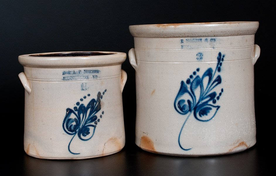 Lot of Two: NORTON / BENNINGTON, VT Stoneware Crocks (1 of 1)