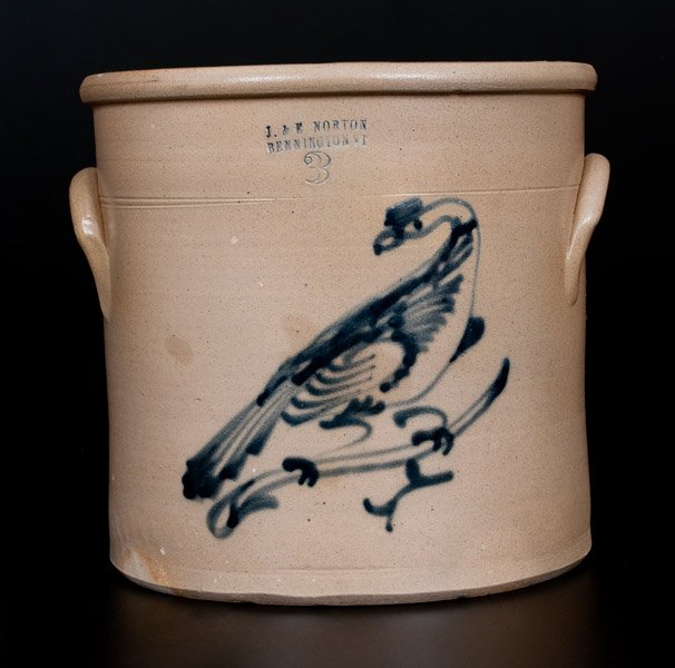 J & E NORTON / BENNINGTON VT Stoneware Crock w/ (1 of 1)