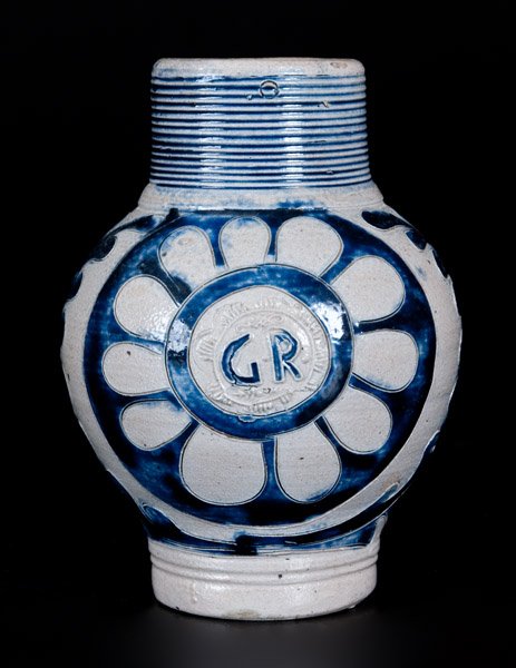 Westerwald Stoneware "GR" Mug w/ Incised Decoration, (1 of 3)