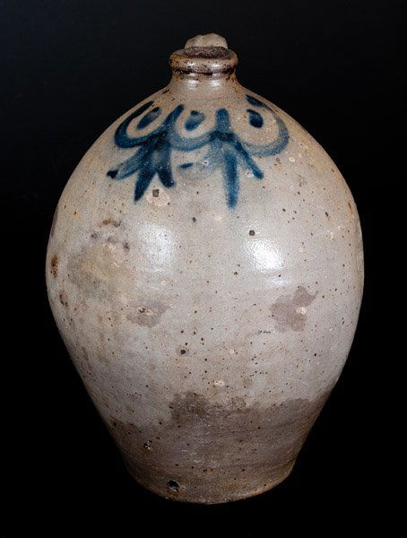 Two-Gallon New Jersey Stoneware Jug w/ Cobalt Drape (1 of 3)