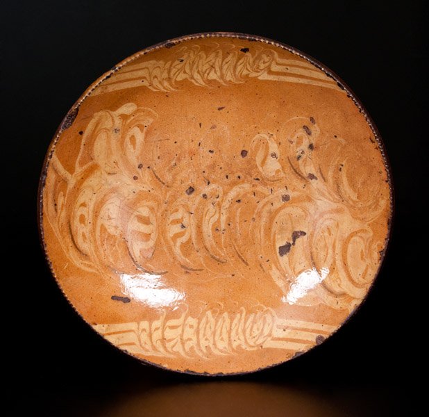 New England Redware Plate with Swirled Yellow Slip (1 of 1)