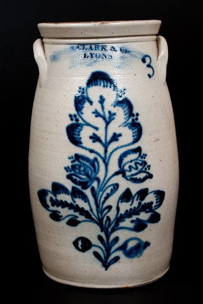 N. CLARK & CO / LYONS Stoneware Churn with Elaborate (1 of 1)