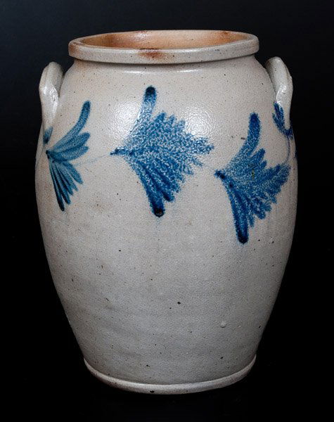 3 Gal. Decorated Baltimore Stoneware Jar,circa 1840 (1 of 4)