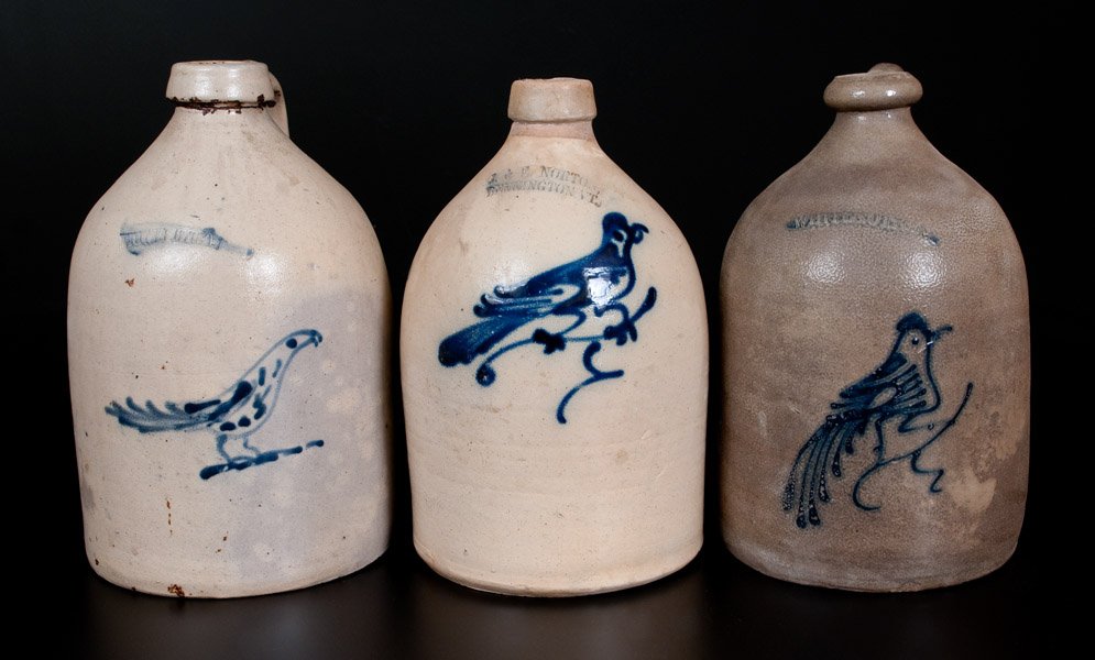 Lot of Three: Stoneware Bird Jugs by WHITES UTICA and (1 of 1)
