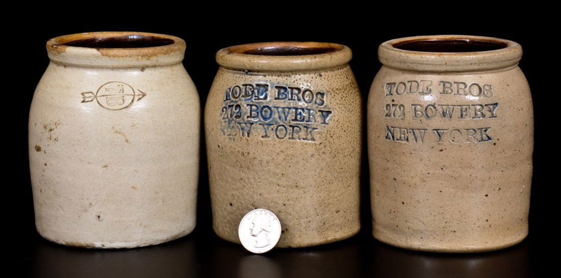 Lot of Three: Pint-Sized Stoneware Oyster Jars, Two (1 of 2)