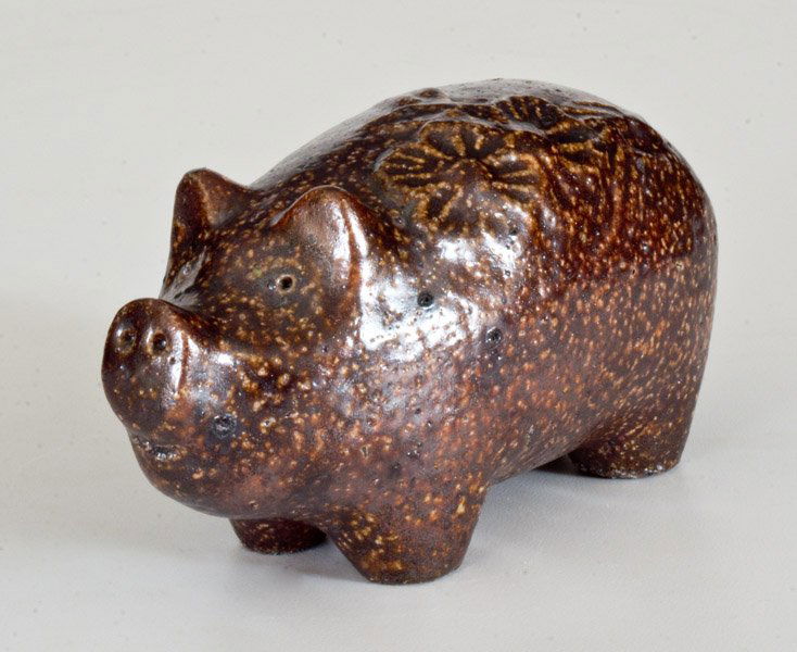 Sewertile Standing Pig Figure Initialed EJE, Edward J. (1 of 4)
