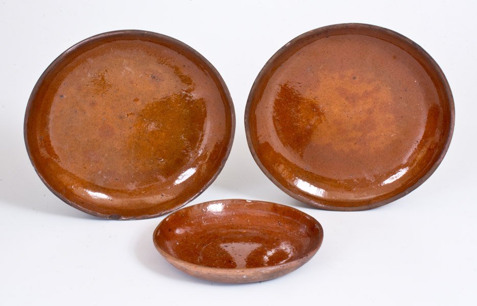 Three Glazed Redware Plates, Bell Pottery, Waynesboro, (1 of 1)