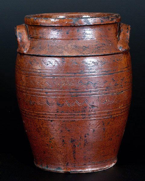 Rare Glazed Southern Redware Jar, attributed to the (1 of 4)