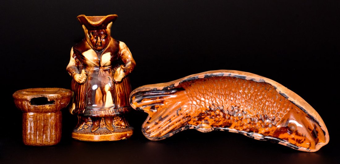 Lot of Three: Antique American Molded Figural Pottery (1 of 1)