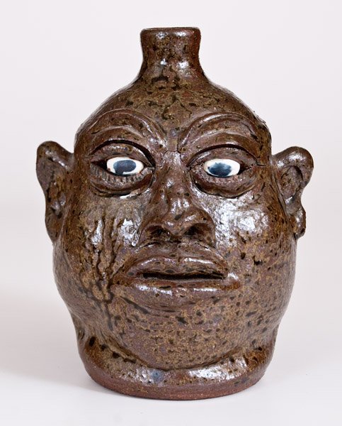 Alkaline-Glazed Stoneware Face Jug, Signed and Dated (1 of 4)